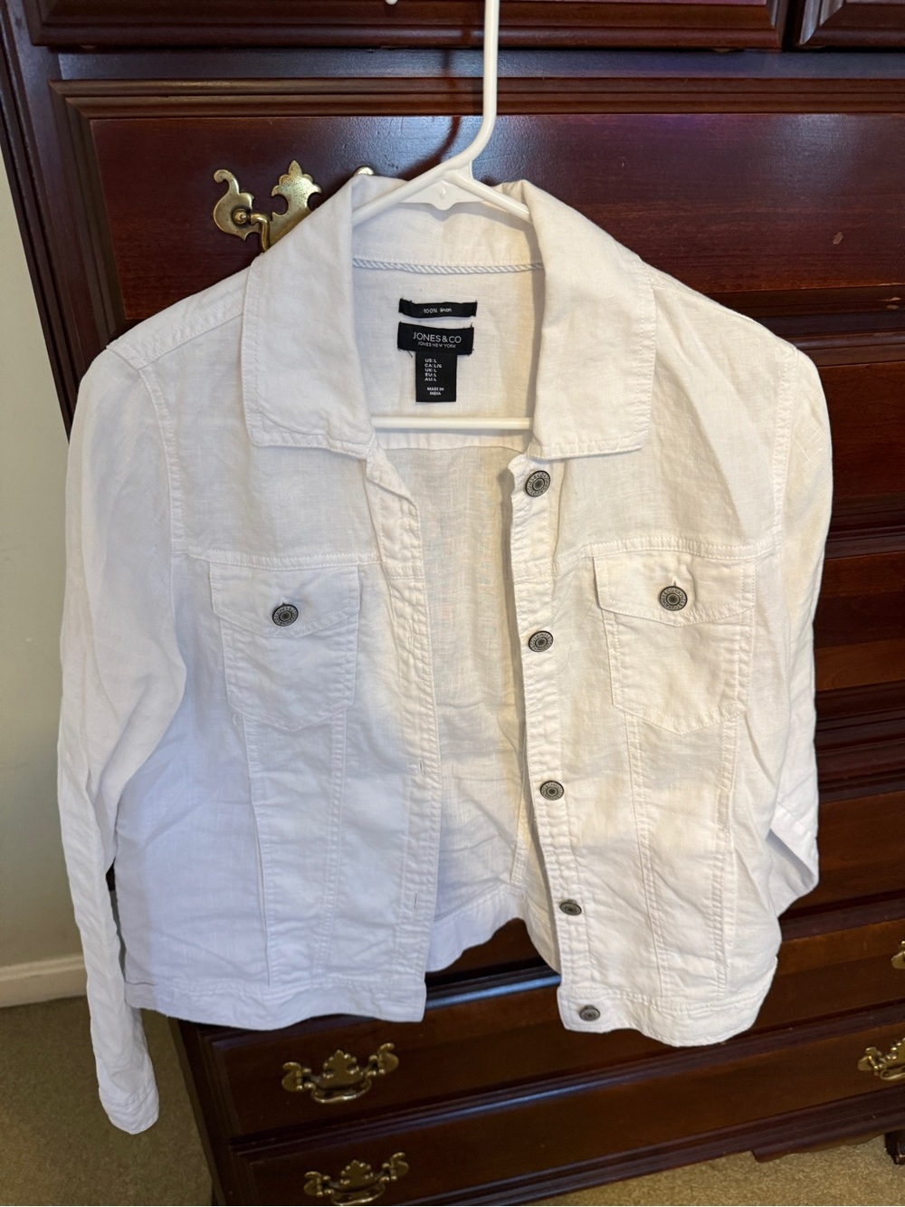 White Linen Jacket - Jean jacket style